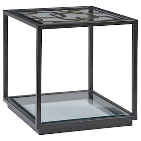 Contemporary Moxie Square End Table with Metal Frame